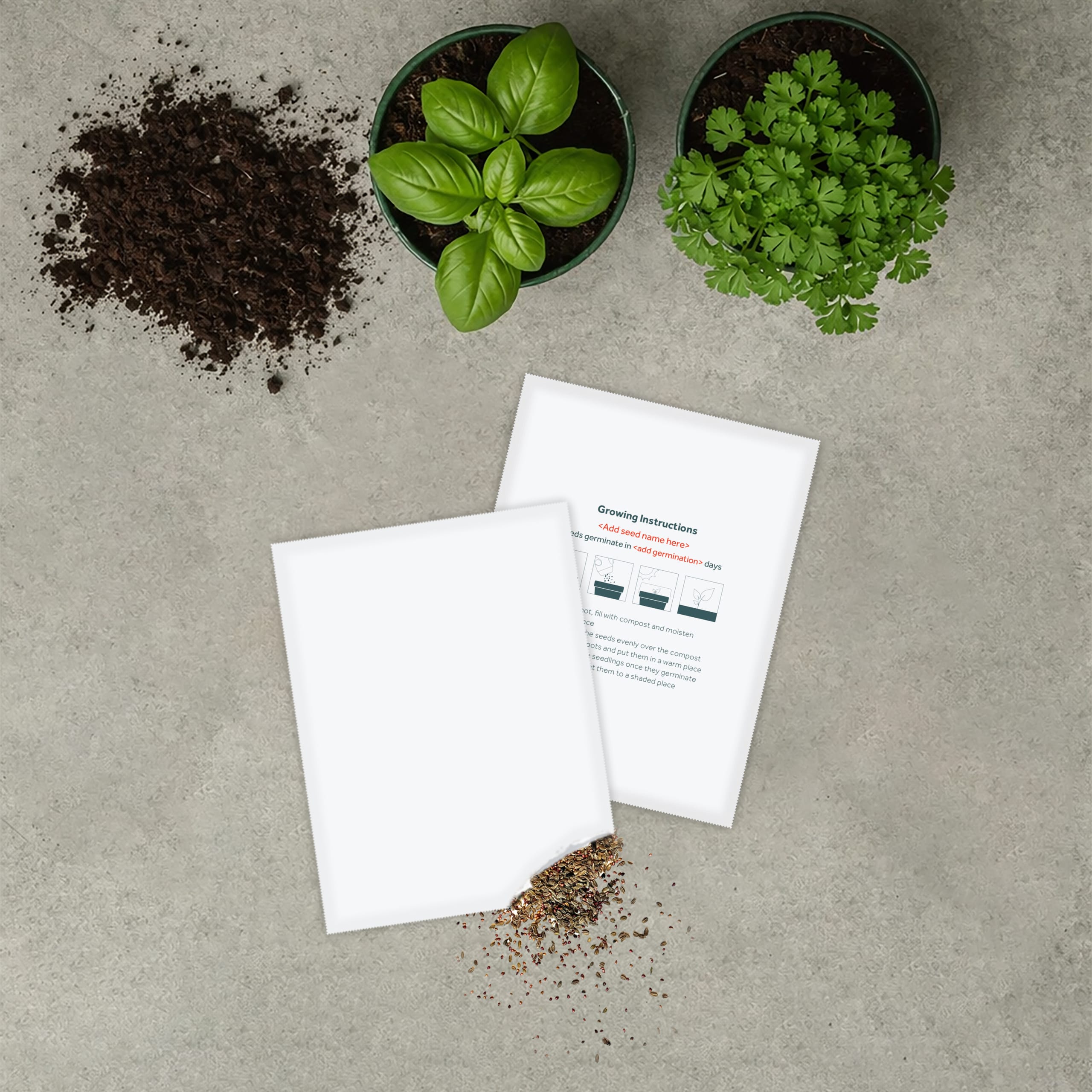 Medium Seed Packet - Gloss - Example Artwork (3D) (SPK-024) Lifestyle-Unbranded