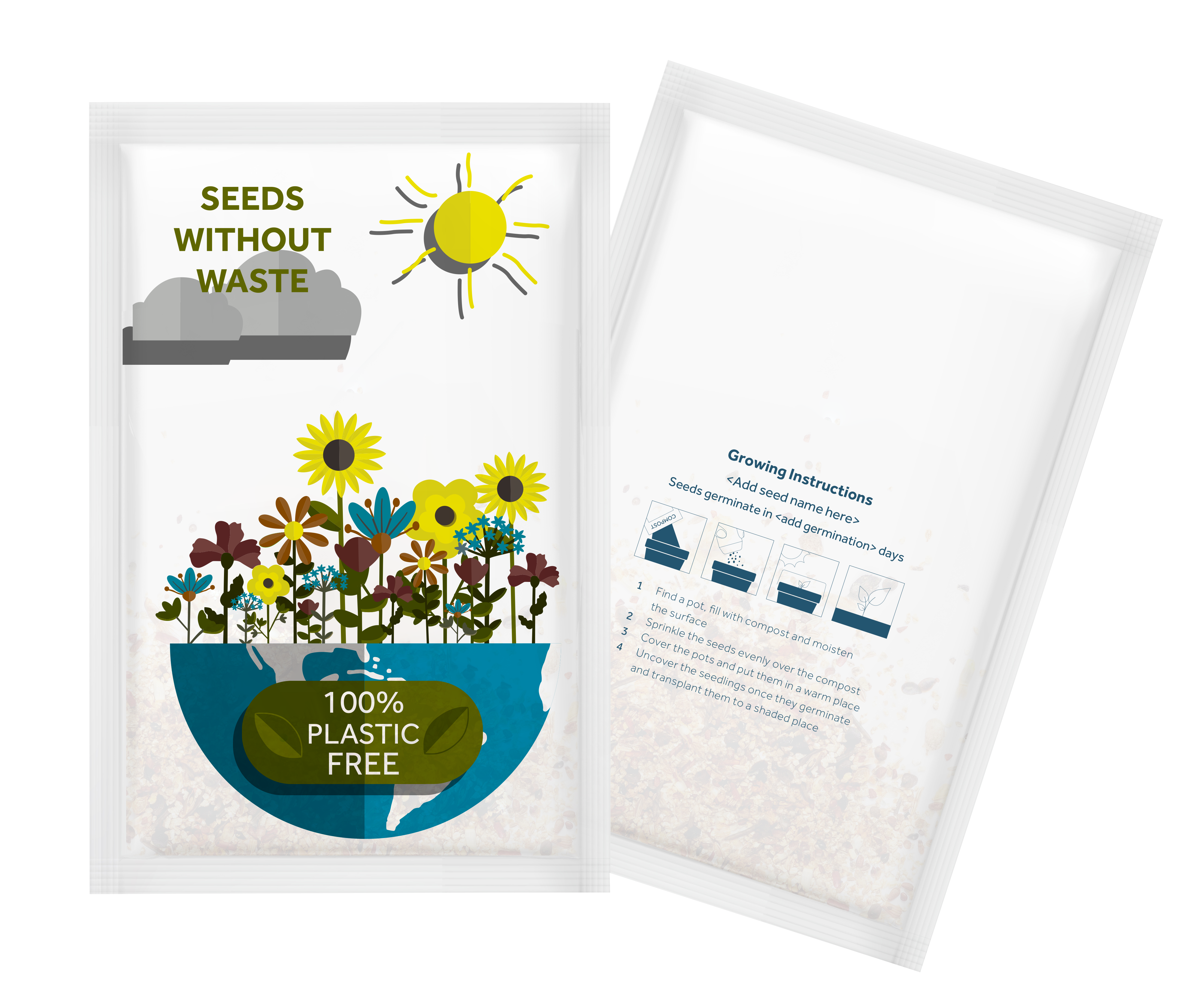 Plastic Free Medium Seed Packet - Example Artwork (3D) (SPK-025)