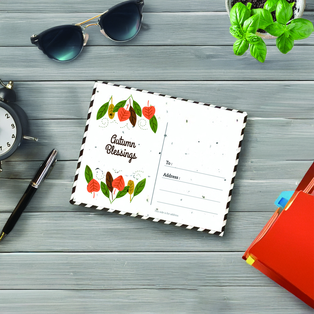 Seeded Paper Postcard A6 (1PP) - Example Artwork (3D) (SPR-032) Lifestyle