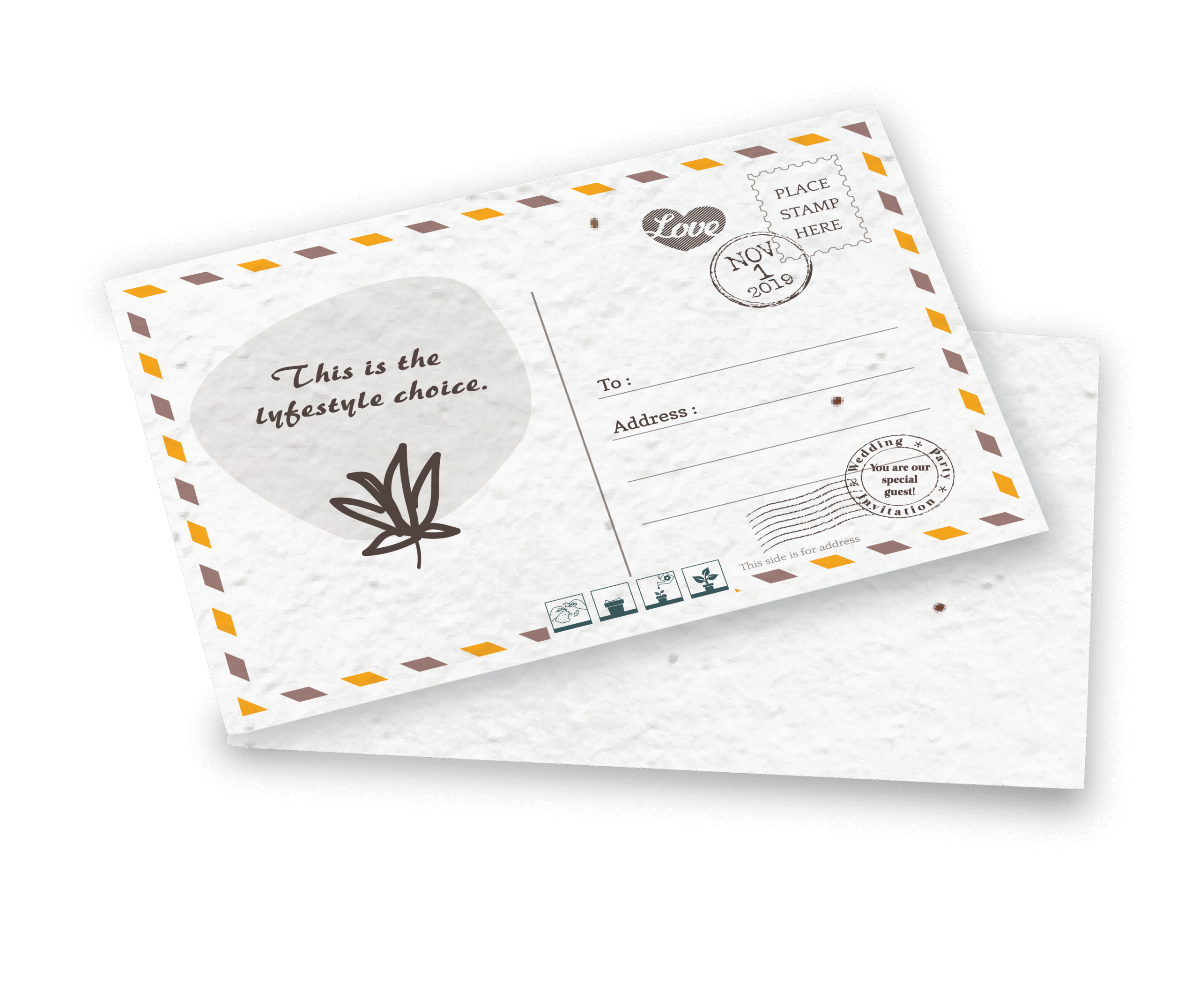 Seeded Paper Postcard A7 (1PP) - Example Artwork (3D) (SPR-053)