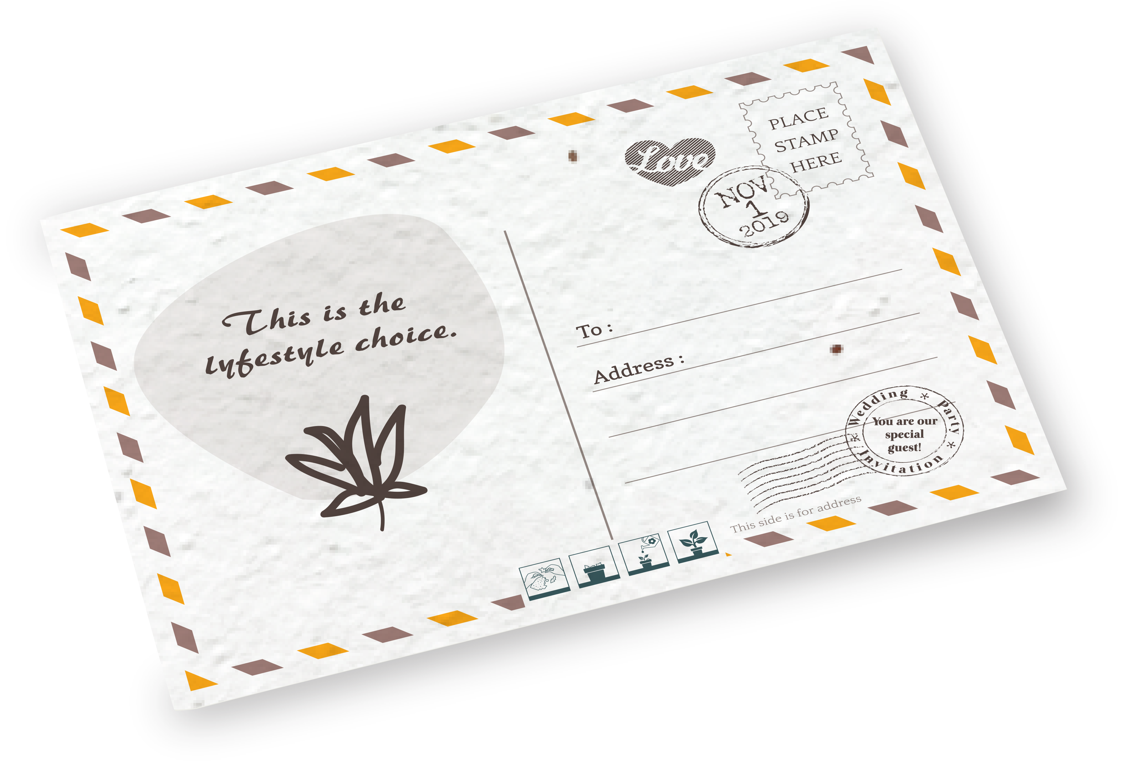 Seeded Paper Postcard A7 (1PP) - Example Artwork (3D) (SPR-053)