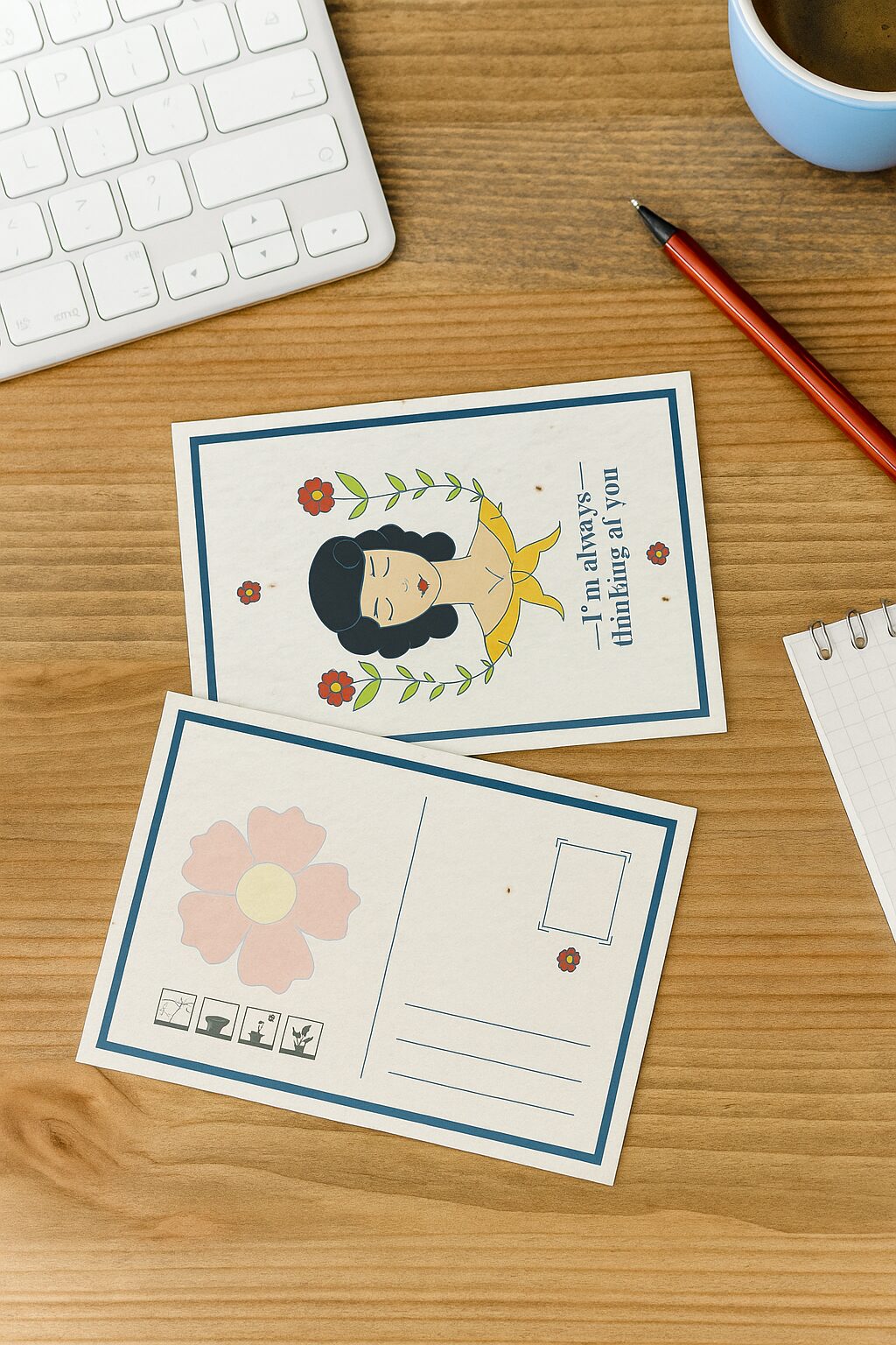 Seeded Paper Postcard A7 (2PP) - lifestyle (3D) (SPR-054