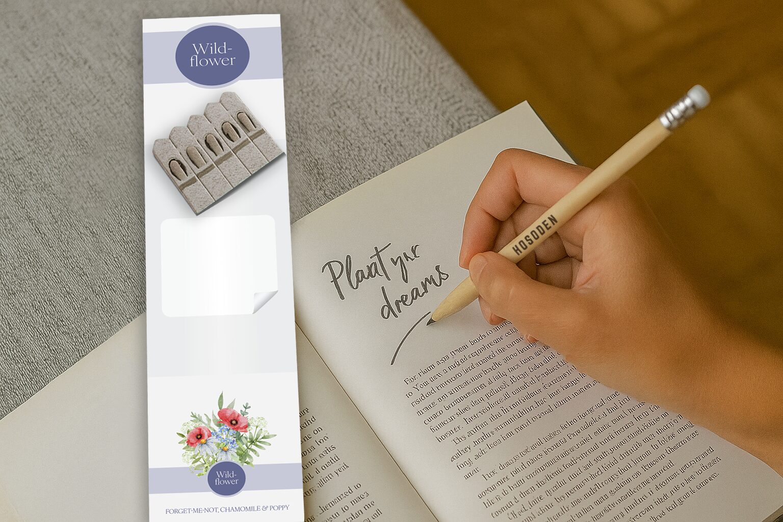 Essential Pencil Seedsticks - Example Artwork (3D (Wildflower)_Lifestyle Image_Unbranded