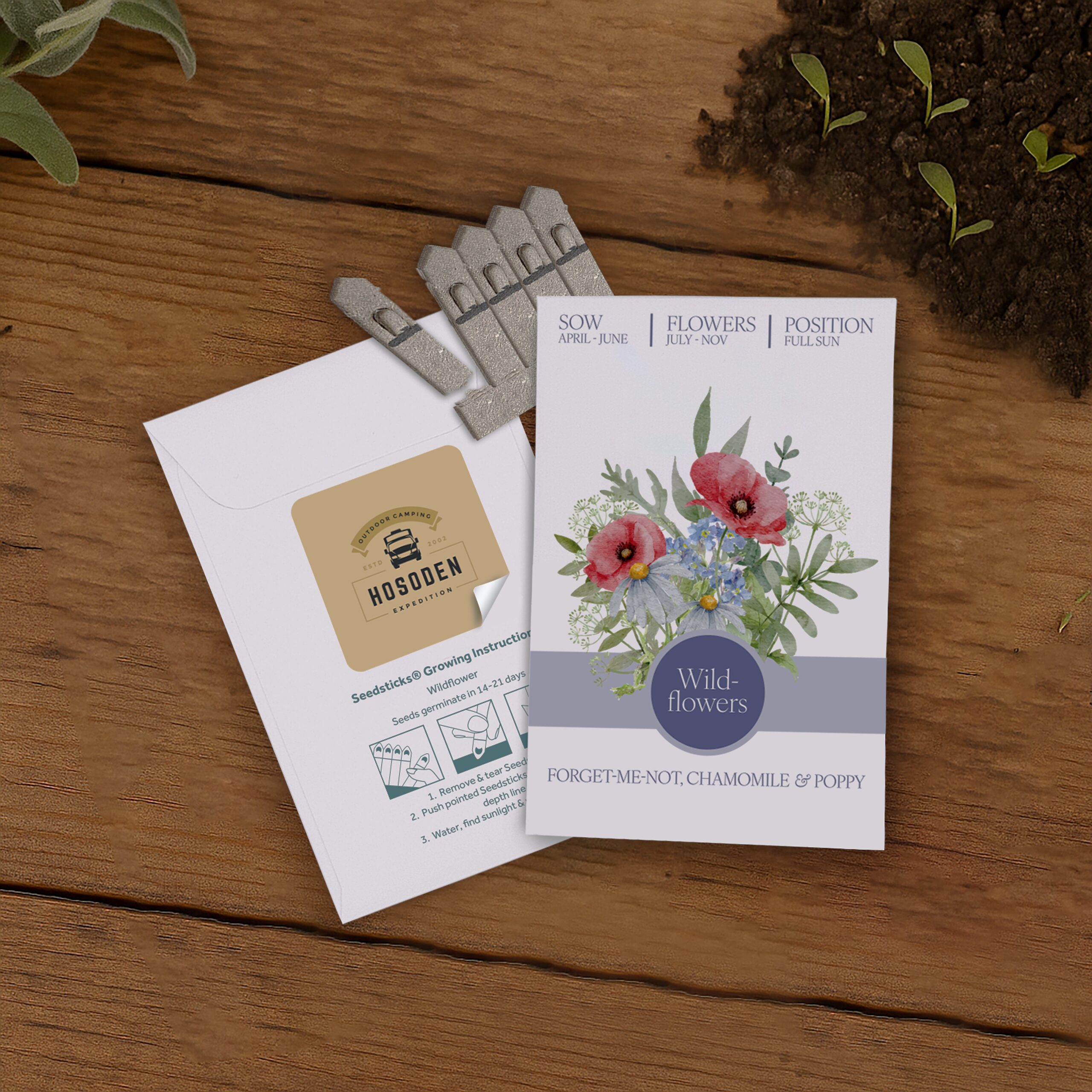 Essentials Medium Seed Packet Envelope - Example Artwork (3D) (Wildflower) Lifestyle Image