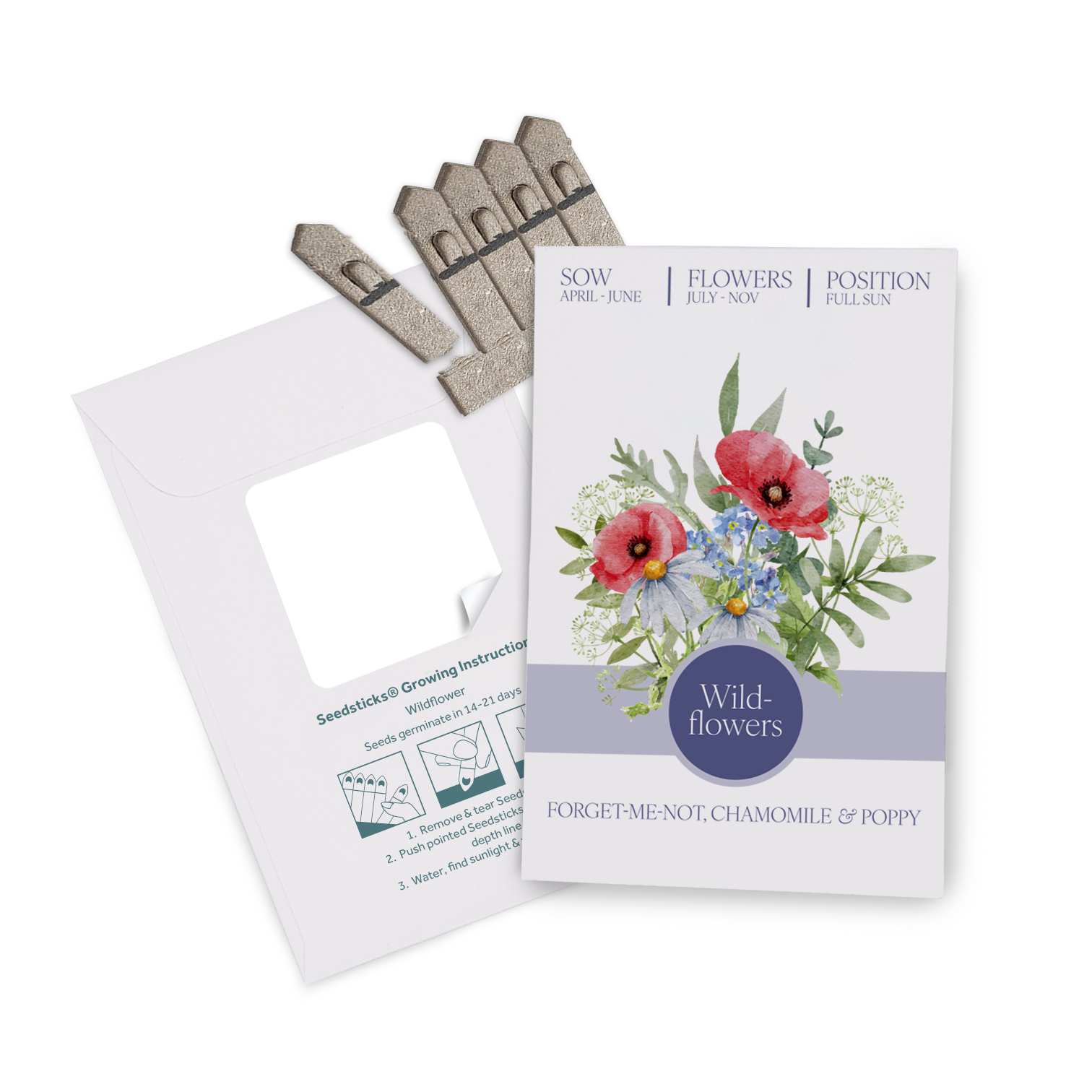 Essentials Medium Seed Packet Envelope - Example Artwork (3D) (Wildflower) Unbranded
