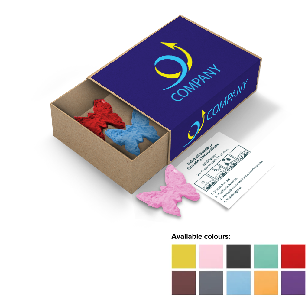 Rainball Seedboxes - Example Artwork - Available colours (3D)_Butterfly Shape_(GGS-010)