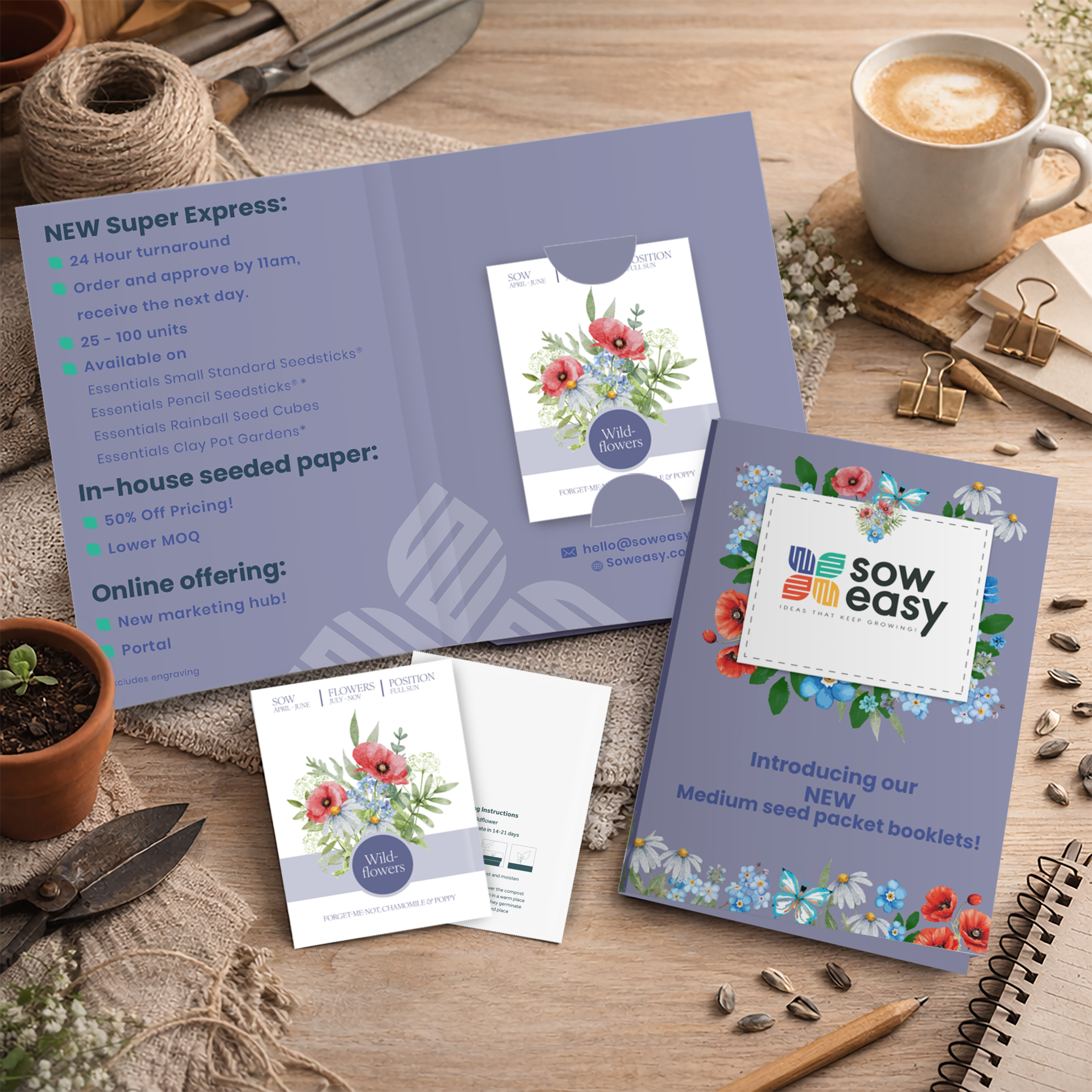 Medium Seed Packet Booklet - Example Artwork (Wildflower Mix) (3D) Lifestyle Unbranded