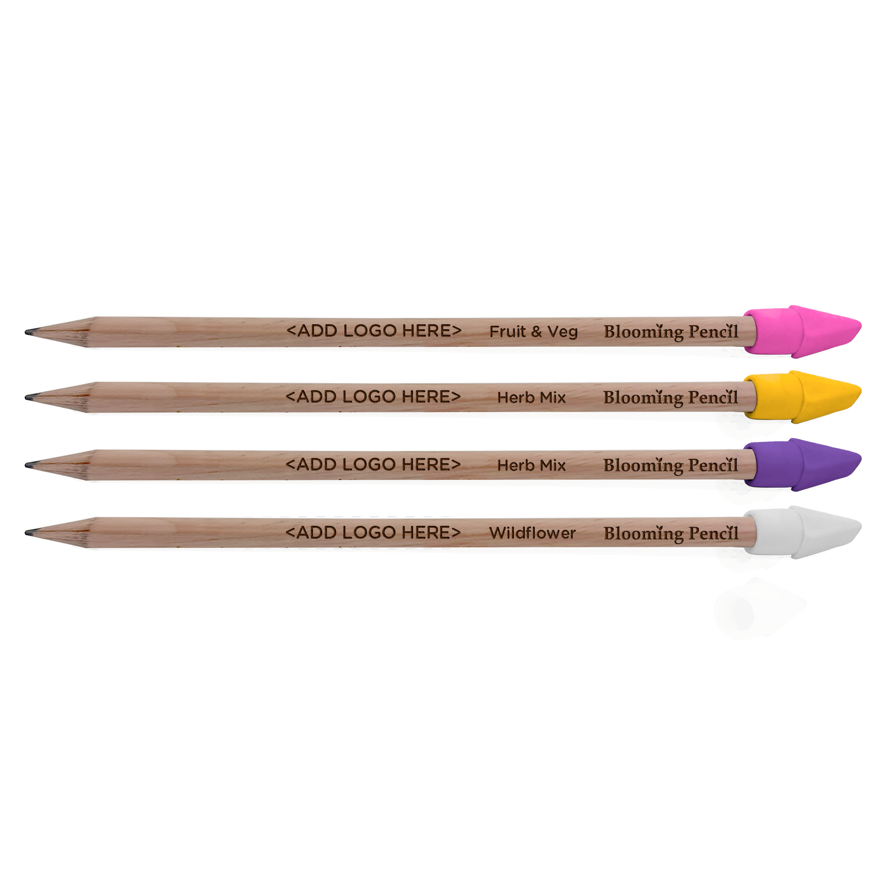 looming Pencil - Group Shot With Coloured Eraers (pink, white, yellow and blue) Image