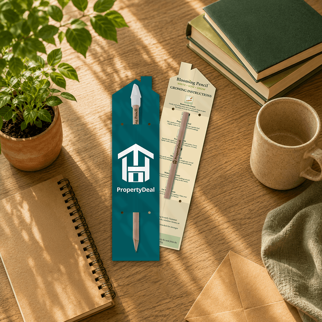 Blooming Pencil House Shaped Backing Card - Lifestyle Image (3D) (STA-023)
