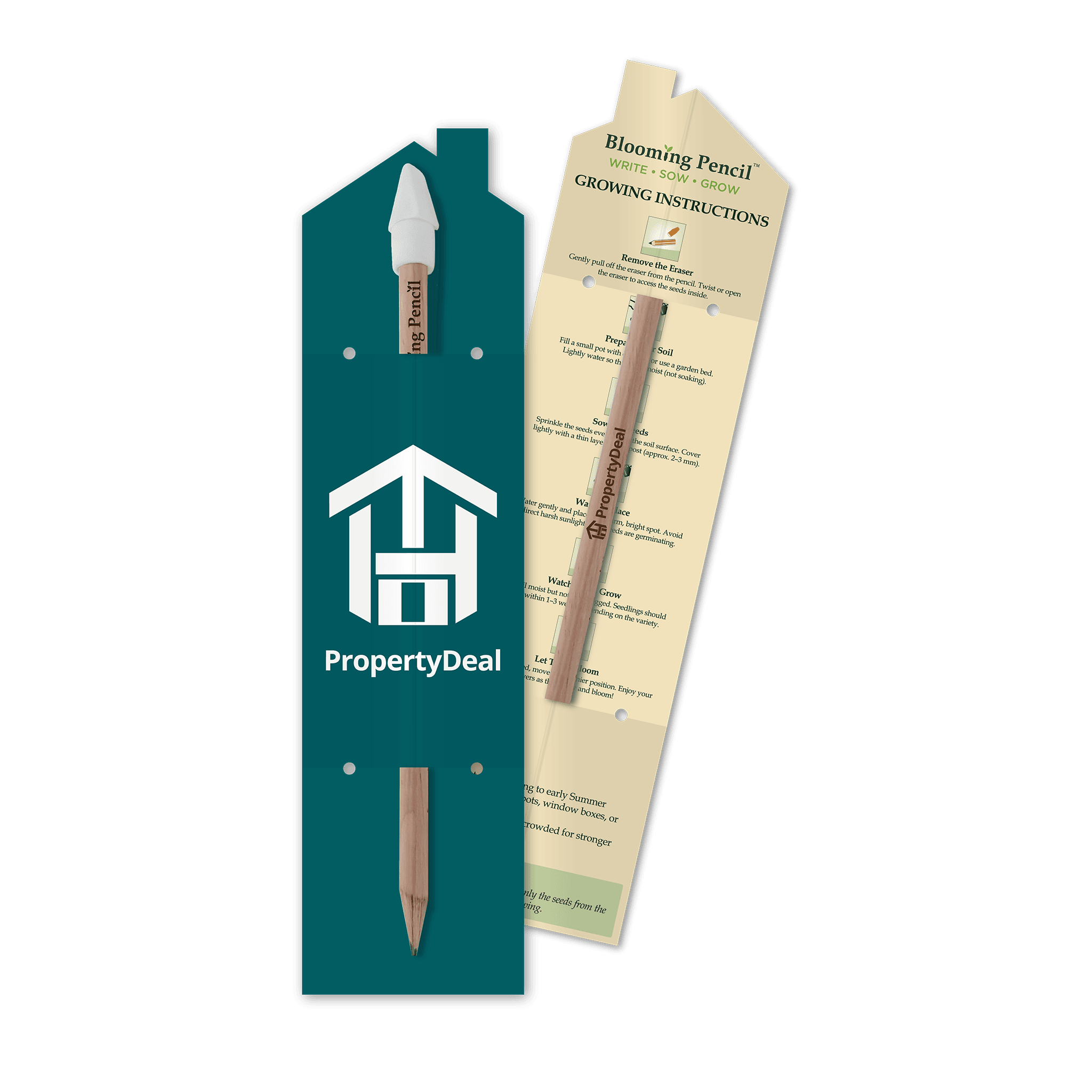 Blooming Pencil House Shaped Backing Card (STA-023) - Example Artwork (3D)