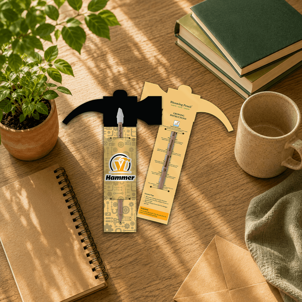 Blooming Pencil with Hammer Shaped Backing Card - Lifestyle Image (3D) (STA-022)