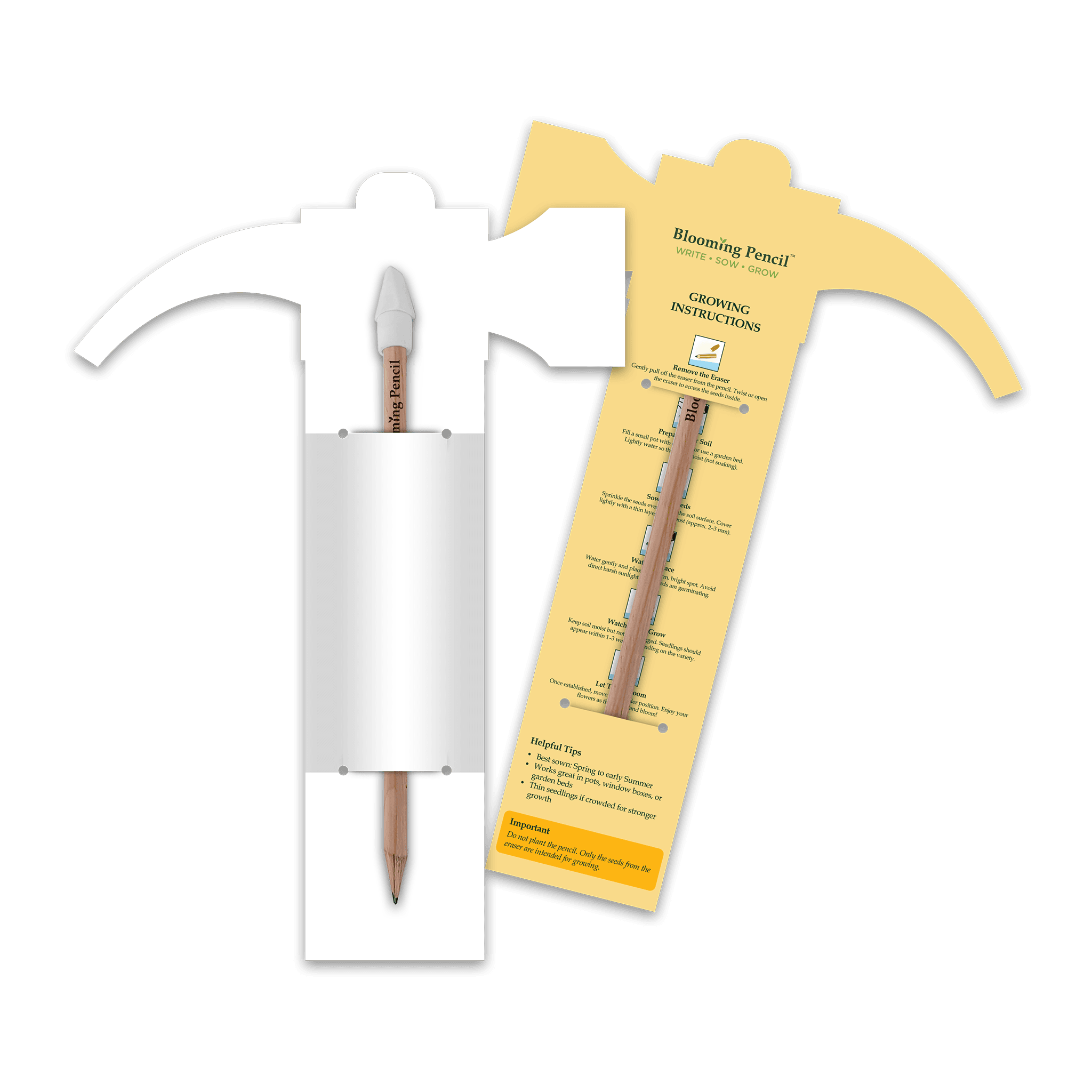 Blooming Pencil with Hammer Shaped Backing Card (STA-022) - Example Artwork (3D) Unbranded