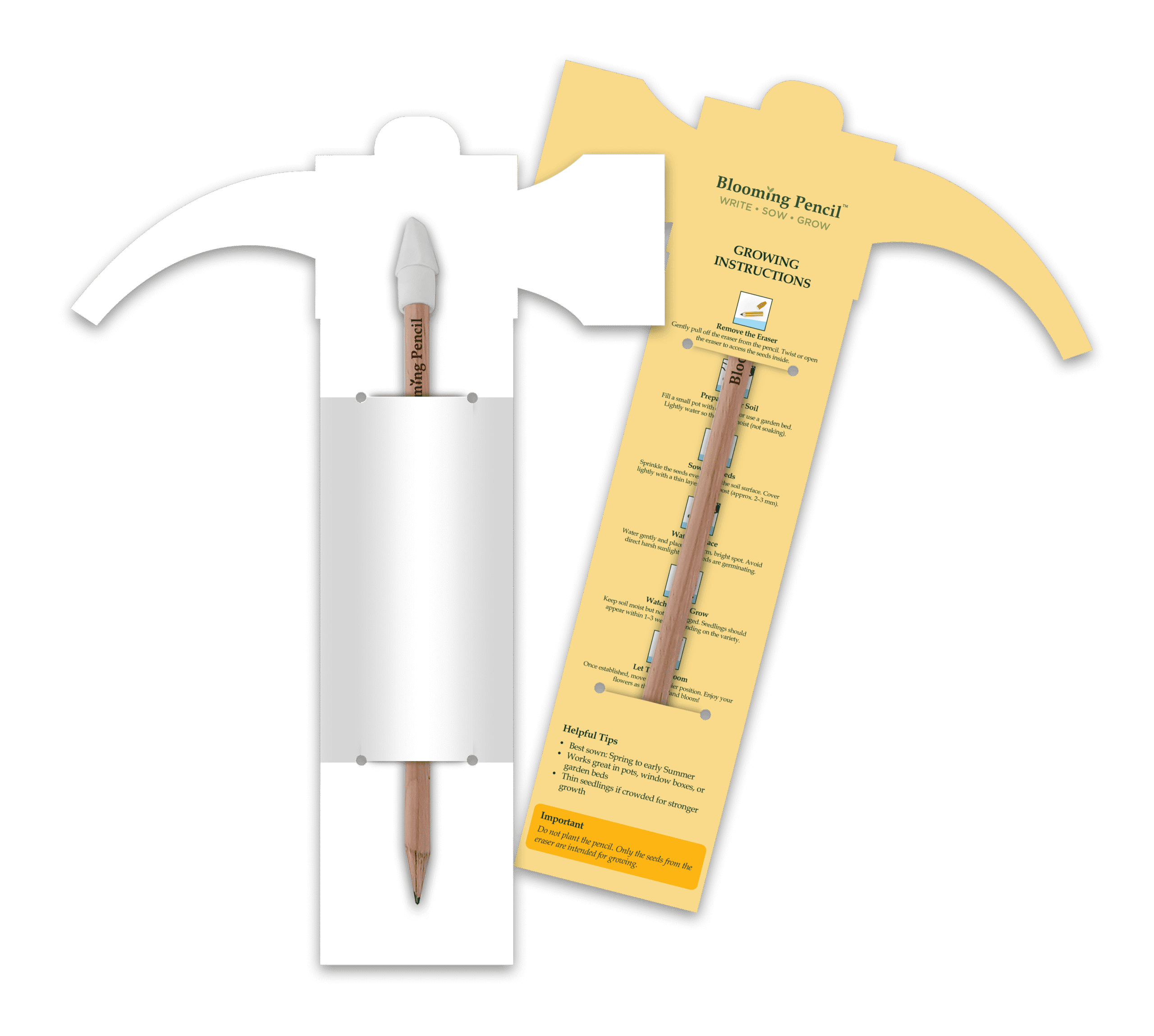Blooming Pencil with Hammer Shaped Backing Card (STA-022) - Example Artwork (3D) Unbranded