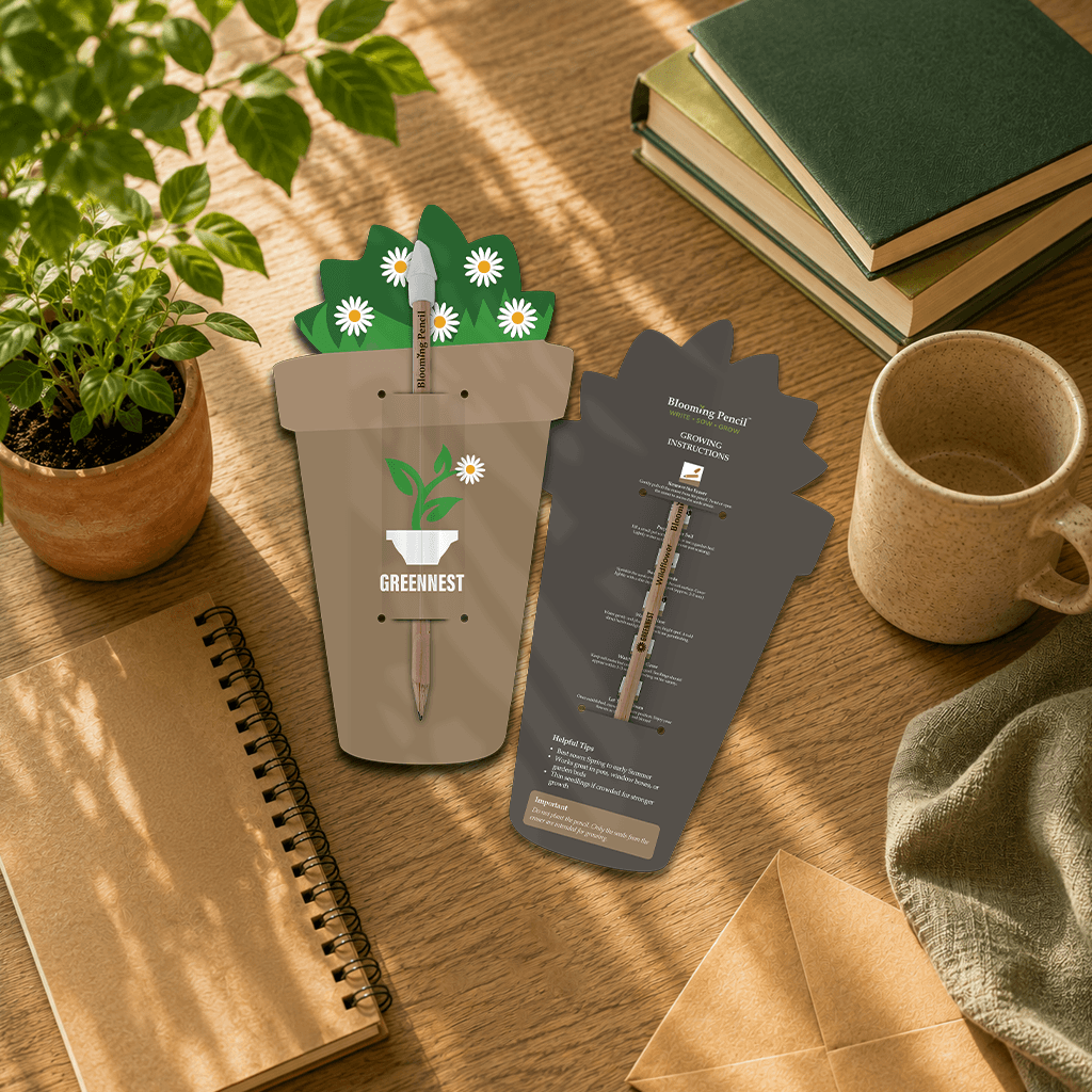 Blooming Pencil with Plant Pot Shaped Backing Card - Lifestyle Image (3D) (STA-024)