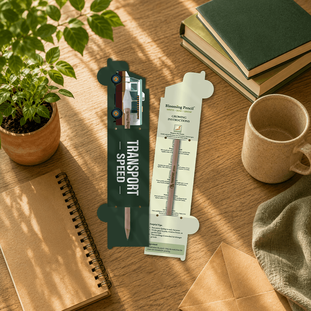 Blooming Pencil with Van Shaped Backing Card - Lifestyle Image (3D) (STA-025)