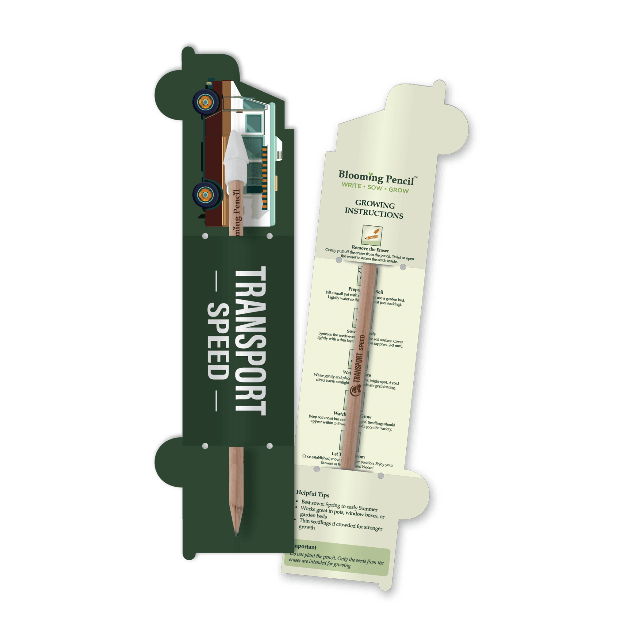 Blooming Pencil with Van Shaped Backing Card (STA-025) - Example Artwork (3D)