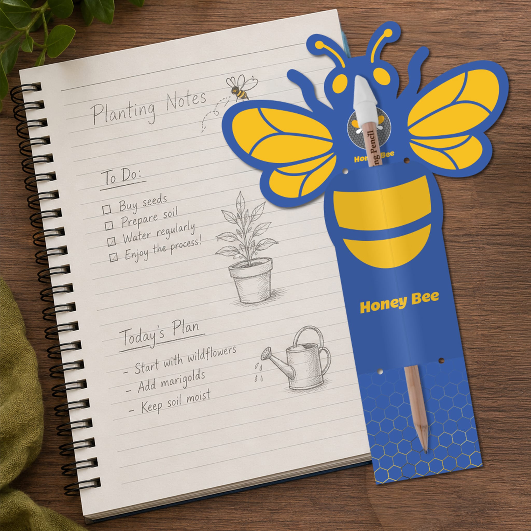 Blooming Pencil with Bee Shaped Backing Card -(3D) (STA-021) Branded lifestyle
