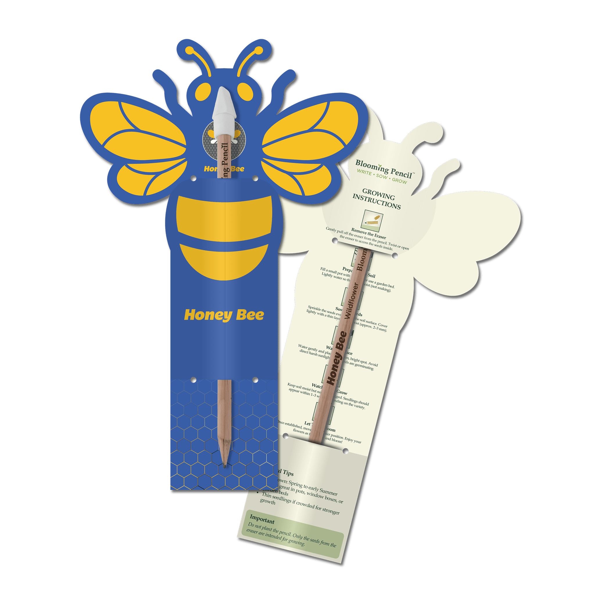 Blooming Pencil with Bee Shaped Backing Card - Example Artwork (3D) (STA-021)