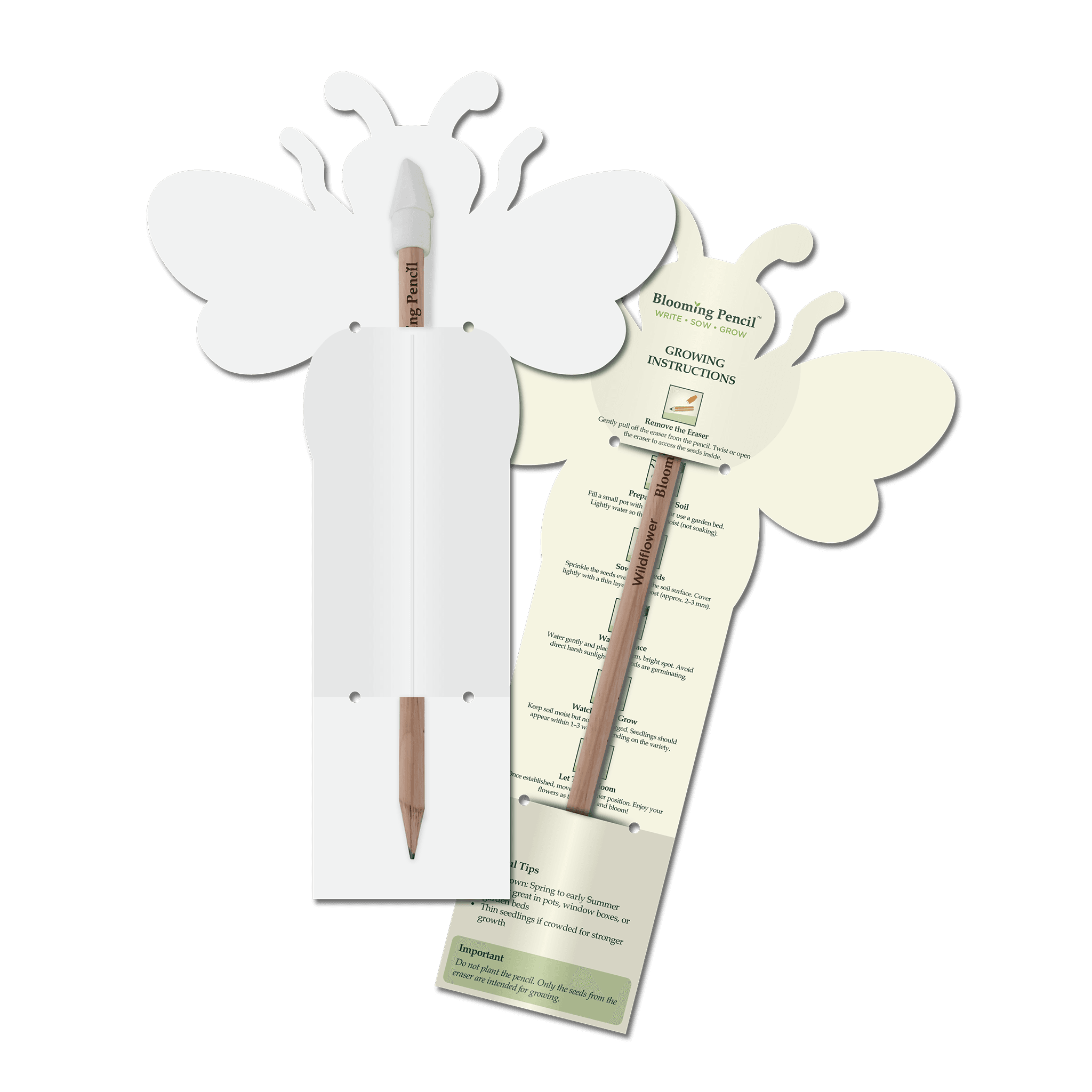 Blooming Pencil with Bee Shaped Backing Card - Example Artwork (3D) Unbranded (STA-021)